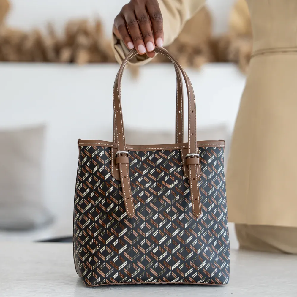 BELLA MINI TOTE BAG - BLACK/TAN — الصورة 3
