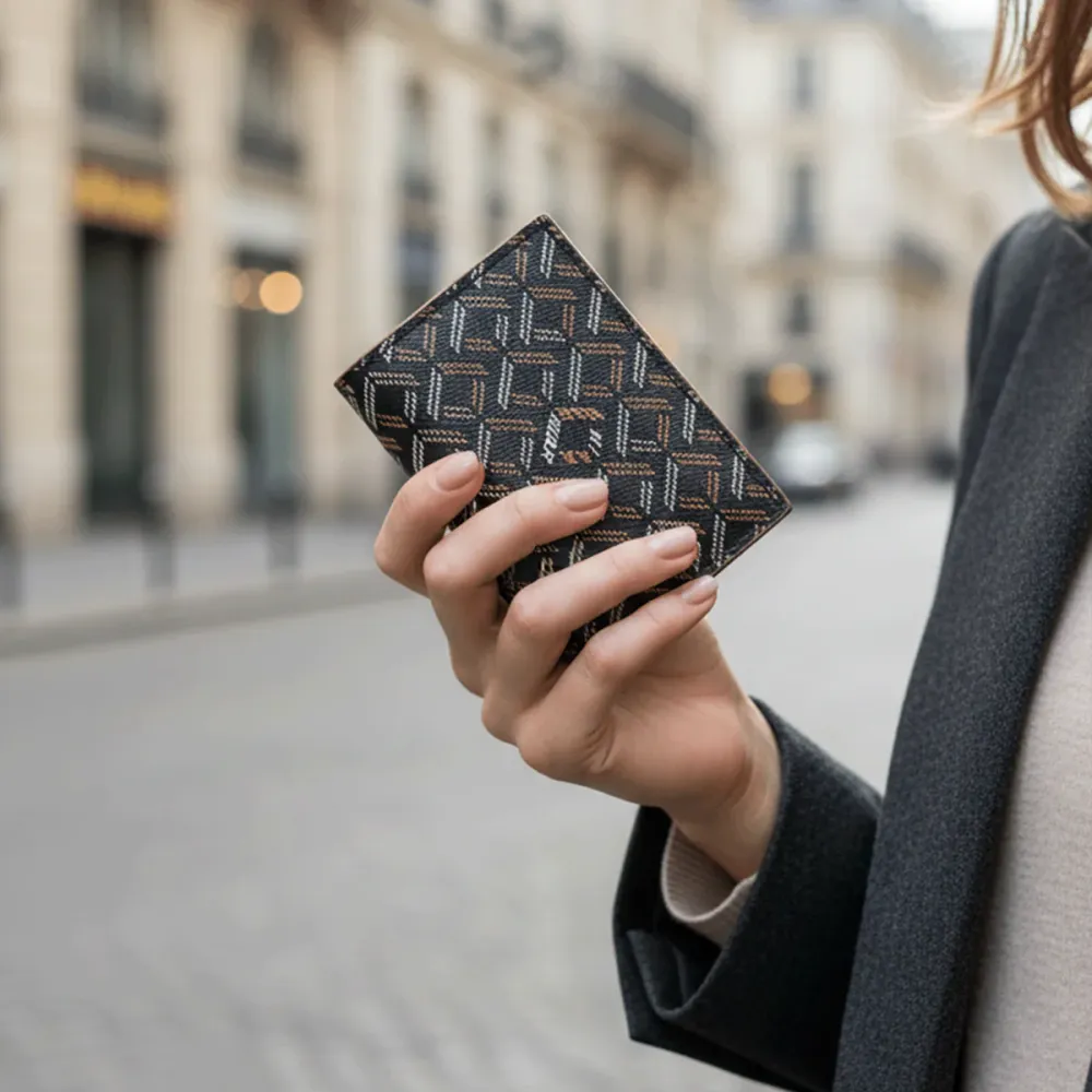 LUSSO CARD WALLET- BLACK/TAN — الصورة 2