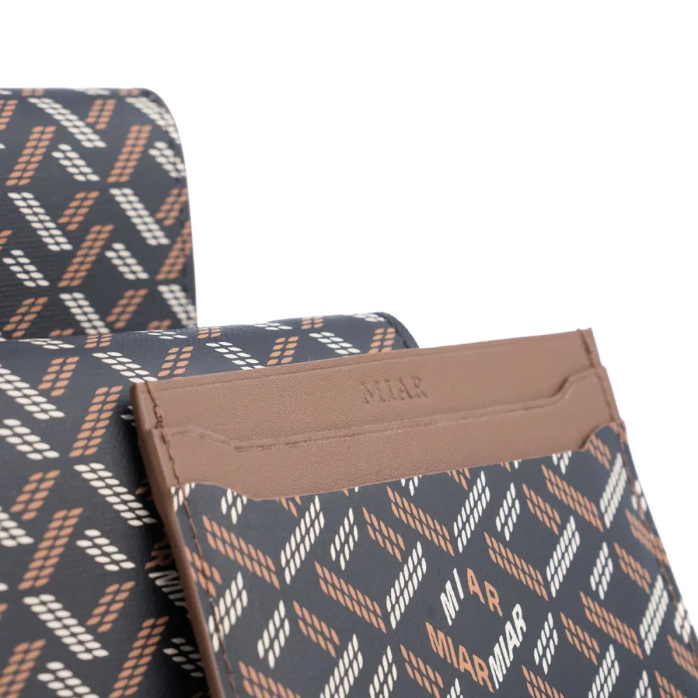 LUSSO SLIM CARD HOLDER- BLACK/TAN — الصورة 3